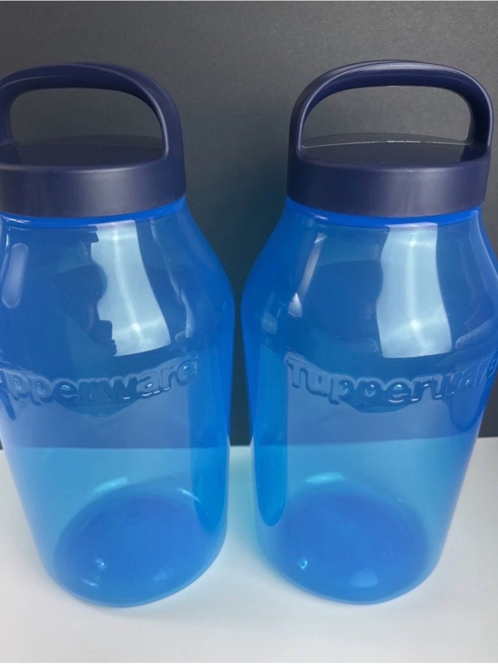 Tupperware XL Universal Jar 18 Cup /4.5L Jug Travel Food Storage Blue Set Of 2